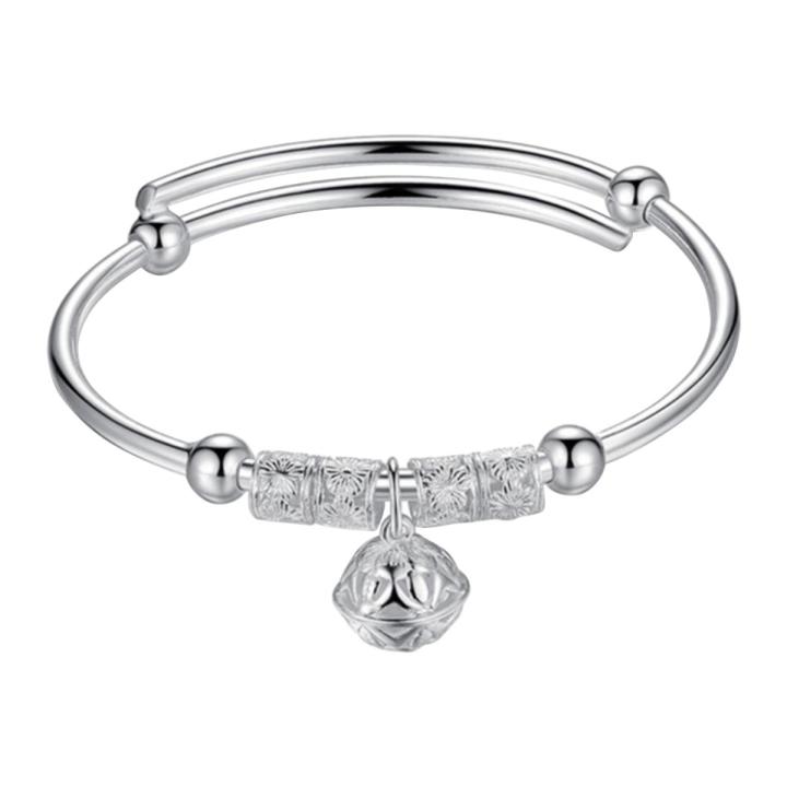 Cuff Brelet Smooth Lucky Beads Bell Carved Retro Bangle