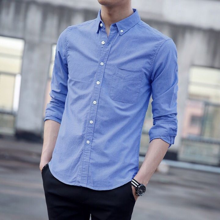 Spring%20and%20Autumn%20Washed%20Denim%20Shirt%20Men's%20American%20Retro%20Casual%20Korean%20Style%20Work%20Clothes%20Loose%20Ruffle%20Cool%20and%20Wild%20Shirt%20-%20Image%202