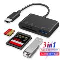3in1 Type-C Micro Adapter TF CF SD Memory Card Reader USB-C For Macbook Huawei Samsung Xiaomi OTG Writer Compact Flash. 