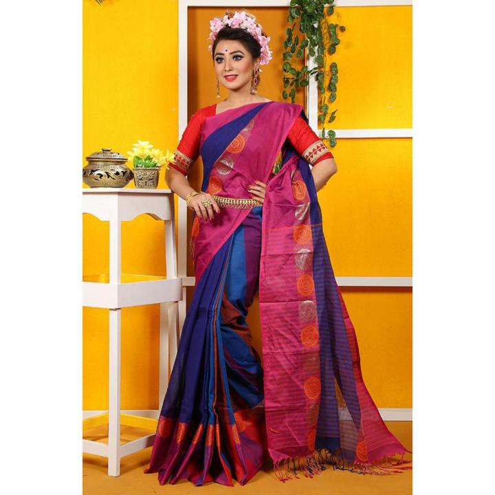 Multicolor Half Silk Chaka Par Saree with Blouse Piece for Women ...