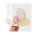 DSstyles Baby Girls Summer Sun Hat Casual Breathable Flower Bucket Hat Toddler Cute Ruffle Brim Beach Cap.