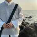 Men's Sleeveless Sweater Vest Simple All-match V Neck Solid Basic Cozy Tops Korean Style Ins Knitted Plus Size M-3XL.
