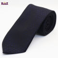 Navy Blue Dot Men Premium Embroidery Cotton Silk Neck Tie. 