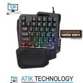 Colorful One-handed Gaming Keyboard 35 Keys LED Left Hand Mini Keypad USB Port For PUBG, Free-fire. 