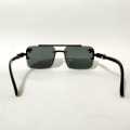 2025 Men's Rimless Sunglasses – Black Plastic Frame, Rectangle Design, UV Protection, Lightweight & Stylish. 