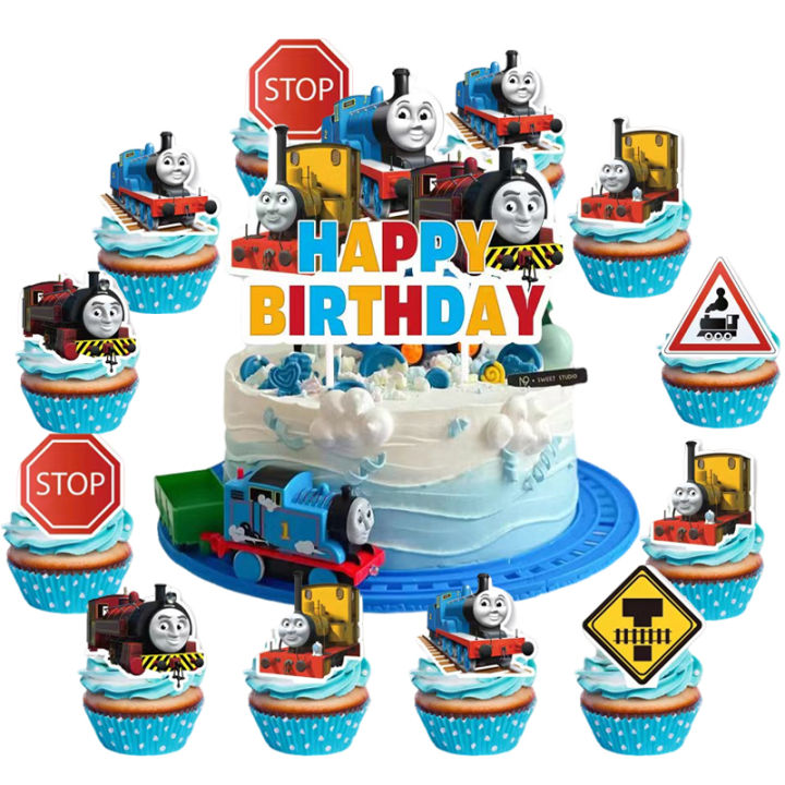 Thomas Cake Topper Thomas Train and His Friends Cupcake Toppers Birthday Decorations Kids Boy Party Favors Baby Shower Supplies