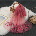 New Floral Embroidery Chiffon Silk Scarf Women Muslim Hijab Headscarf Soft Wraps Headband Summer Sunscreen Shawls Beach Shawls.