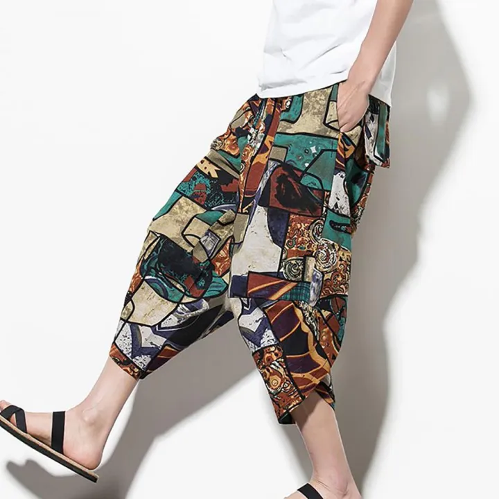 Baggy%20Pants%20Solid%20Loose%20Wide%20Leg%20Streetwear%20Korean%20Style%20Crossed%20Leg%20Opening%20Capri%20Pants%20Bloomers%20Calf-Length%20Pants%20Joggers%20-%20Image%203