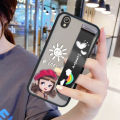 UCUC for OPPO A37 Wrist Strap Case Lovely Cartoon Red Hat Girl Wristband Printing Cover Shockproof Frosted Phone Case. 