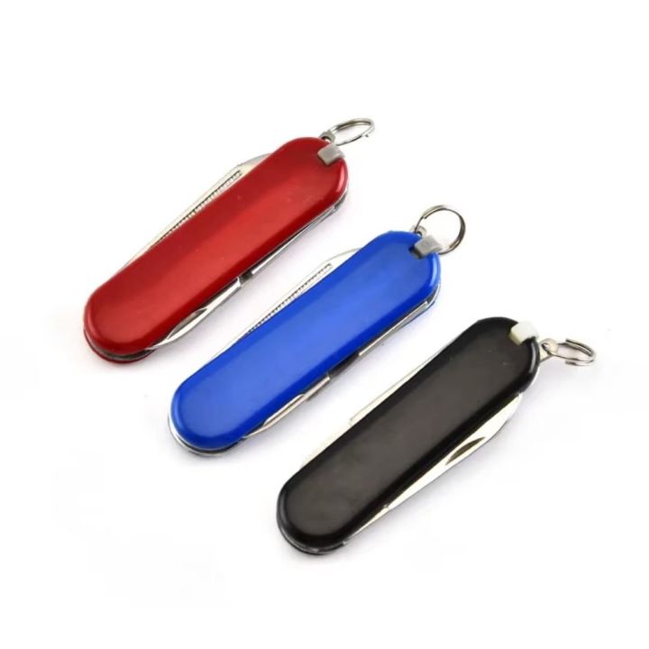 Multipurpose Stainless Steel Portable Folding Cutter Keychain Black ...
