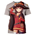 Summer Anime Konosuba T-shirt Kawaii White T-shirt 3D Printing Men and Women T-shirt Megumin Men Streetwear Sportswear Tee. 