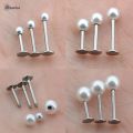 3Pcs 18G Bar 3/4/5mm White Pearl Labret Piercing Jewelry Lip Ring Nose Piercing Labret Stud Tragus Helix Earrings Conch Piercing.