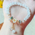 Korean New Sweet Daisy Flower Bracelet For Women Colorful Crystal Beaded Elastic Rope Bracelets Girl Party Wedding Jewelry Gifts. 