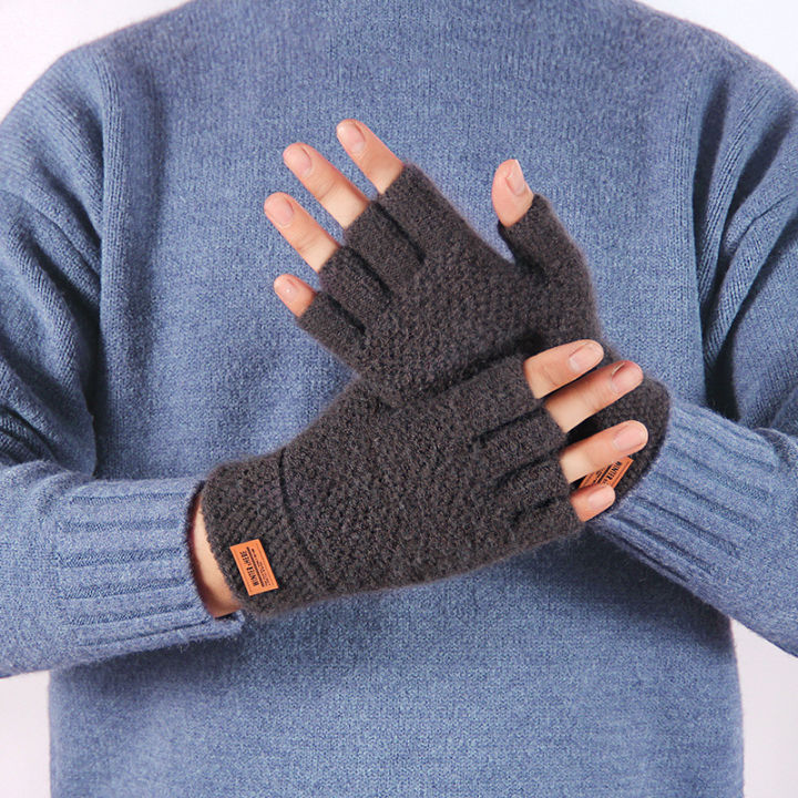 1%20Pair%20Winter%20Fingerless%20Gloves%20For%20Men%20(Free%20Size)%20Warm%20Wool%20Gloves%20for%20Men%20Driving%20Bike%20Cycle%20Sports%20Half%20Finger%20Touchscreen%20Thick%20Elastic%20Gloves%20-%20Image%209