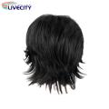 Short Men Wig Natural Looking Men's Short Curly Wig with Bangs High Quality Synthetic Hair in Black Brown Golden Colors Perfect for Men Curly Wig. 