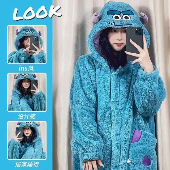 Winter%20coral%20velvet%20plush%20thickened%20Stitch%20nightgown%20loungewear%20set%20pache%20dog%20loose%20long%20-%20Image%204