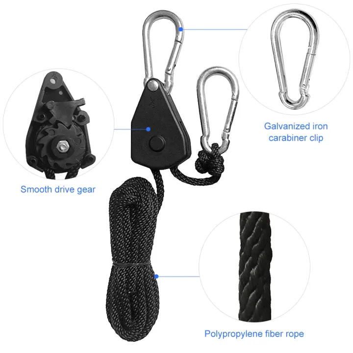 Useful%20Adjustable%201%20Pair%202%20PCS%201/8%20Inch%20Nylon%20Rope%20Ratchet%20Yoyo%20Hangers%20Light%20Hanging%20Kit%20for%20LED%20Grow%20Light%20Grow%20Tent%20Room%20-%20Image%202