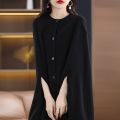 AW22 100% Cashmere Round Neck Sleeveless Knit Top Cape Cardigan Coat Loose And Lazy. 