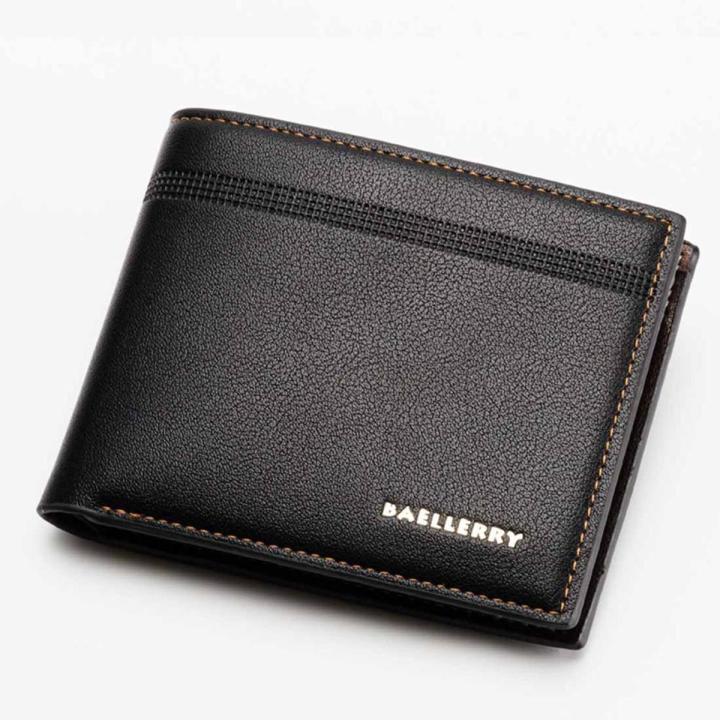 Men Wallets Name Engraving Short Card Holder Male Purse PU Leather Wallet For Men