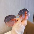 2023 Luxury Round Gradient Sunglasses Women Metal Curved Temples Eyewear Ocean Rimless Fashion Sun Glasses Ladies UV400. 