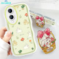 ZeroQiQi for Vivo Y17S Back Cover With Free Holder Holder Flower Bunny Wavy Wavy Phone Case Camera Protection Transparent TPU Soft Cover for Girls. 