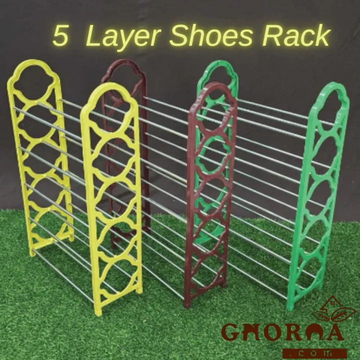 SS 5 Layer Shoe’s Rack – Plastic & Steel Shoe Organizer Stand for Home ...