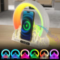 GC USB Night Light With Clock Alarm Function 15W Wireless Fast Charging Touch Control Colorful Volcano Crack Atmosphere Light Work With Alexa.