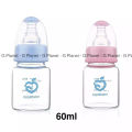 Apple Bear Baby Feeder Premium Milk Glass Bottle 60/120/200ml - Blue and pink.
