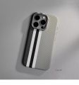 For iPhone LUXO Life Carbon Fiber Texture Matte Bumper Alloy Lens Wireless Charging Magsafe Case.