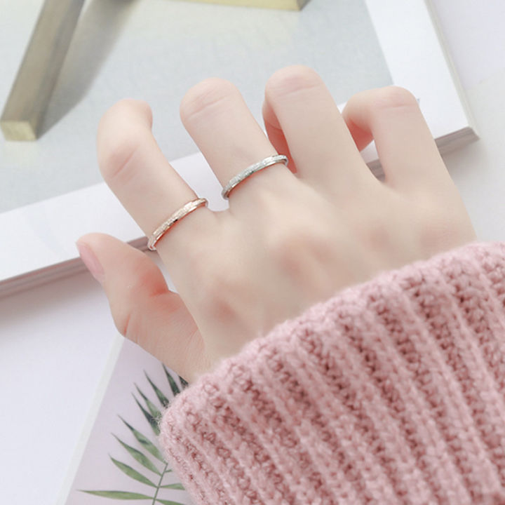 Net%20red%20Tiktok%20titanium%20steel%20frosted%20female%20lovers%20rose%20gold%20pressed%20sand%20pair%20end%20ring%20index%20finger%20ins%20jewelry%20-%20Image%202
