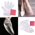 100Pcs Disposable PE Empty Gloves Foot Covers Transparent Shoes Cover Paraffin Bath Exfoliating Foot & Hand Mask Therapy Bags Serum Free Empty Foot Covers Huiye.