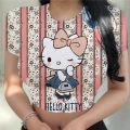 Women's Shirt Y2k Aesthetic T Shirt Streetwear Cartoon Print Short Sleeve Crop Top T Shirt Harajuku Clothing Top Hello Kitty.