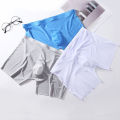 3PCS/Pack Solid Ultra Thin Ice Silk Boxers Men Seamless Low Rise Shorts Comfort 3D U Convex Bag Panties Plus Size Nude Underwear. 