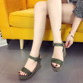 Womens Ladies Girls Korean Sandals for Women Women Fish Mouth Platform High Heels Wedge Sandals Buckle Slope Sandals Women Casual Flat Shoes Fashion Shoes Work.