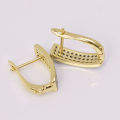 Huitan Paved CZ Hoop Earrings for Women Gold Color Simple Stylish Girls Ear Accessories Daily Wear Modern Fashion Jewelry.