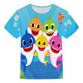 Baby shark summer short-sleeved clothing new children's clothing 3D T-shirt quick-drying polyester shirt boys and girls clothes. 