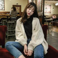 Lucyever Vintage Brown Knitted Cardigans for Women Korean Loose Long Sleeve Crochet Sweater Top Woman Casual Solid Lazy Sweaters. 