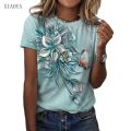 2022 Women's T shirt Summer Butterfly 3D Print Short sleeve Tees Fashion Casual T-shirts For Women Daily Street Women's Clothing. 