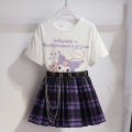 Sanrio Kuromi girl T-shirt short skirt suit 2022jk college style uniform girl suit short sleeve. 