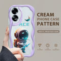 BILI for OPPO A58 4G Back Cover Cute Astronaut Pattern Cream Texture Wavy Soft Silicone Mobile Phone Covers. 