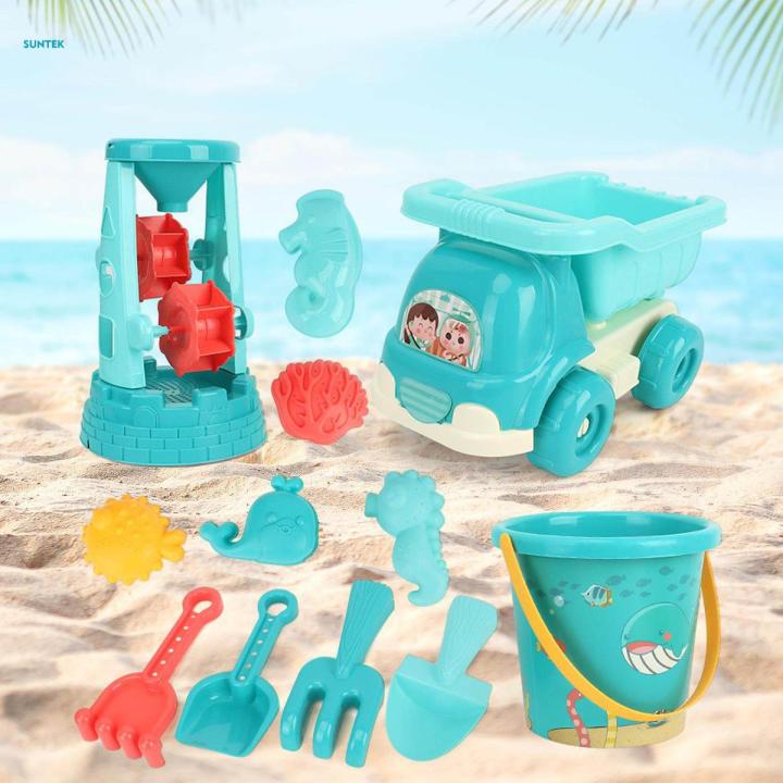 Beach Sand Toy, Kids Bathing Toy, 13 Pieces Montessori play Tooling Beach Toys Set, Sand Toy Set, for Travel Sand Toy Boys girls