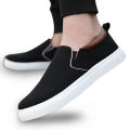 Black Grey Blue and Khaki Color Korean Canvas Sneakers Shoes for Men Slip On Casual Shoes.