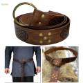Medieval Belt for Men Cosplay Prop Renaissance Costume Embossed Larp Accessories O Ring Belt , Brown.