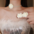 pearl flower geometric necklace french sweet temperament clavicle chain retro niche versatile design jewelry wholesale. 