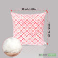 Fiber Cushion with Cover, White & Red, (18"x18"), Set of 5. 