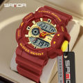 SANDA Youth Colorful Cool Sports Waterproof Personalized Digital LED Men Watch Gift Tiktok Same Style SD3310. 