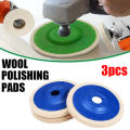 （New）3PC 4 inch Round Polihing Wheel Felt Wool Buffing Poliher Pad Buffer Dic Tool for Metal Marble Gla Rotary Poliher Abraive Tool. 