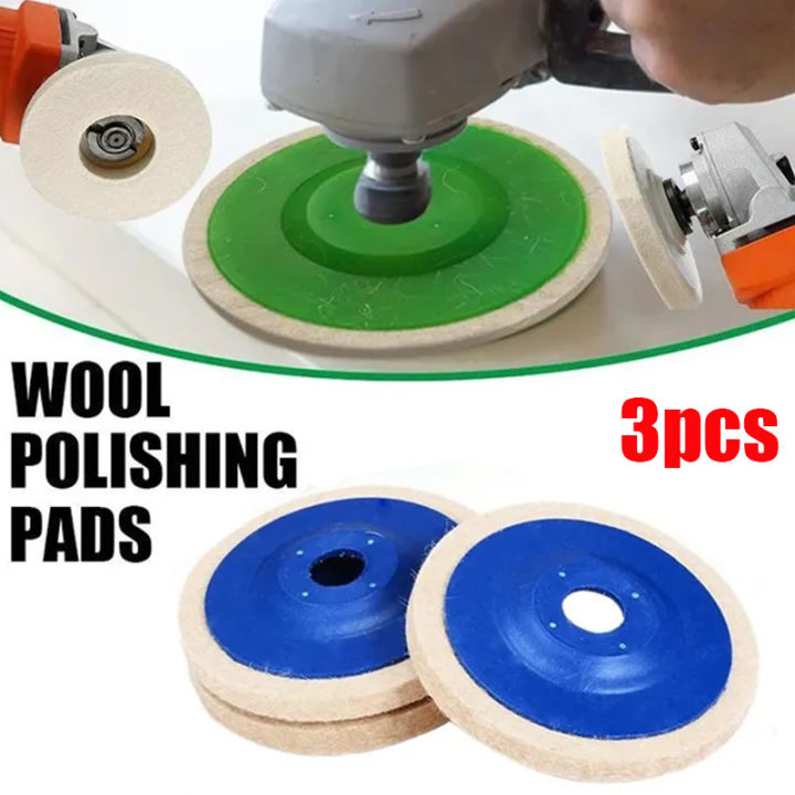 （New）3PC 4 inch Round Polihing Wheel Felt Wool Buffing Poliher Pad Buffer Dic Tool for Metal Marble Gla Rotary Poliher Abraive Tool