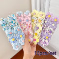 10pcs/Set Colorful Flower Hair Ties Elastics Ponytail Holders Rubber Band Baby Hair Accessories For Toddlers Kids Teens Girls.