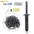 100X Car Plastic Bumper Fender Fastener Nylon Blind Rivet Trim Mounting Clip Retainer 1/4 Hole A13751 For GM 20452072,10184895. 
